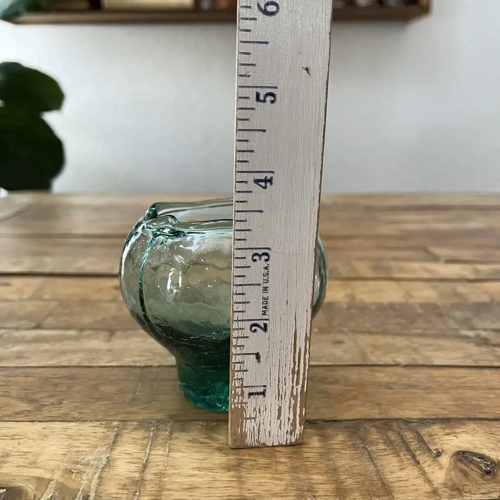 Hand Blown Crackled Glass Candle Holder 3.5